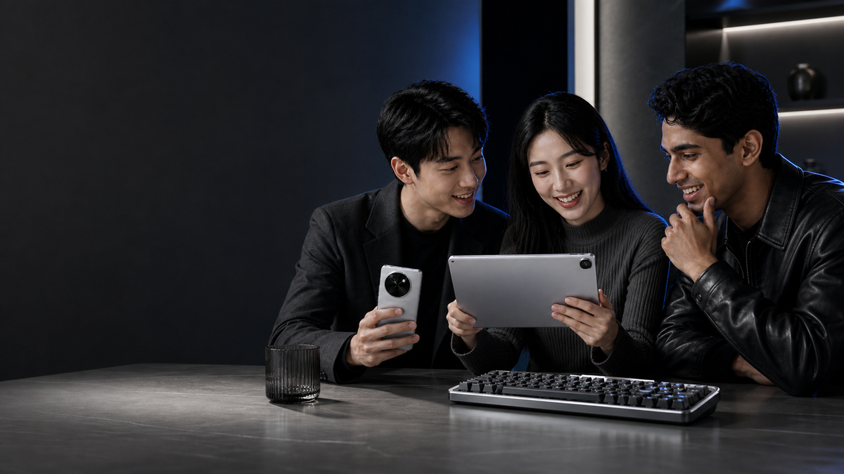 People using connected smart technology
